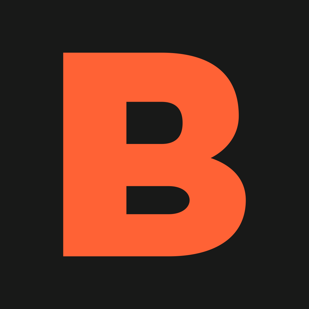 Beatlab App Store icon: a centered orange B on ink